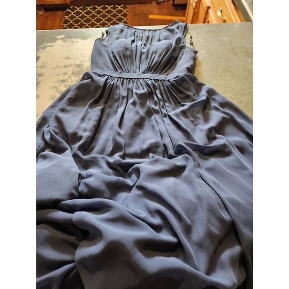 Jenny Yoo Collection Vivienne Chiffon Pleated Gown Navy Blue sz 6 - Picture 2 of 6